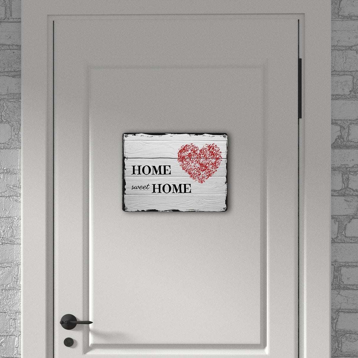 HOME sweet HOME Metallschild in 15x20 cm mit Herz und Holzoptik