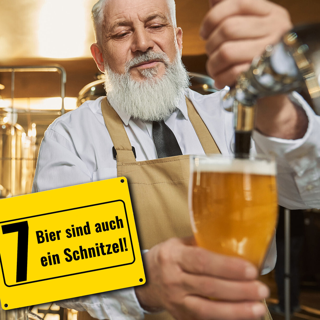 Metallschild in 15x20 cm mit Alkohol-Spruch 7 Bier sind auch ein Schnitzel