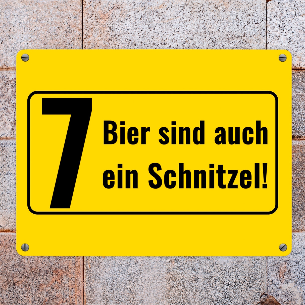Metallschild in 15x20 cm mit Alkohol-Spruch 7 Bier sind auch ein Schnitzel