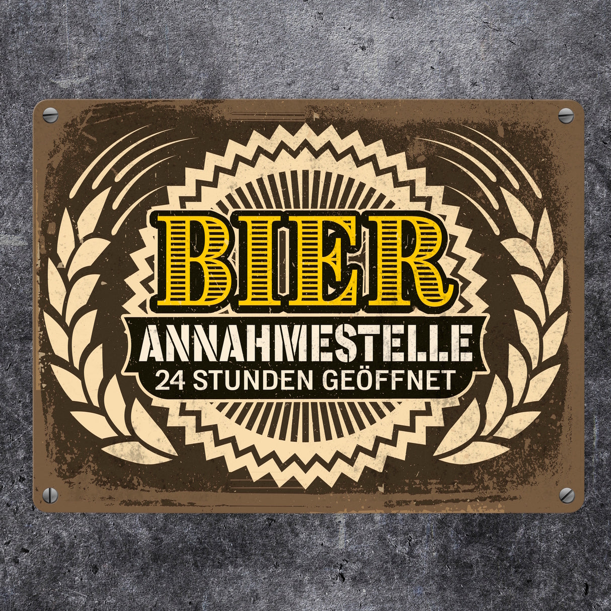 Bier Annahmestelle Metallschild mit coolem Spruch und Biermotiven Alkohol Männer