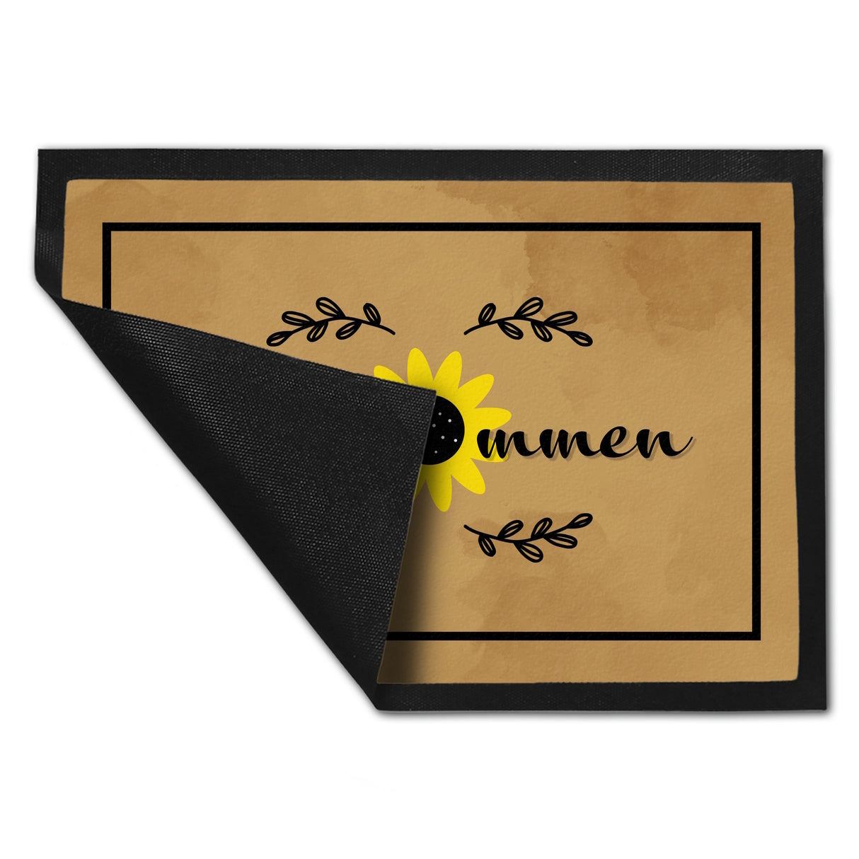 Willkommen Fußmatte mit wunderschönem Sonnenblumen Motiv für Hauseingang