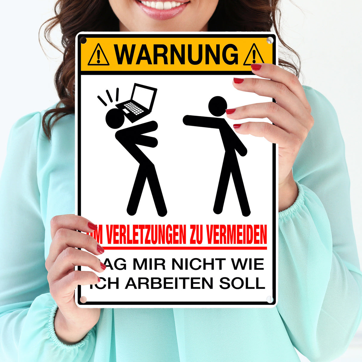 Metallschild Warnung am Arbeitsplatz für Arbeitnehmer Geschenk für Kollegen