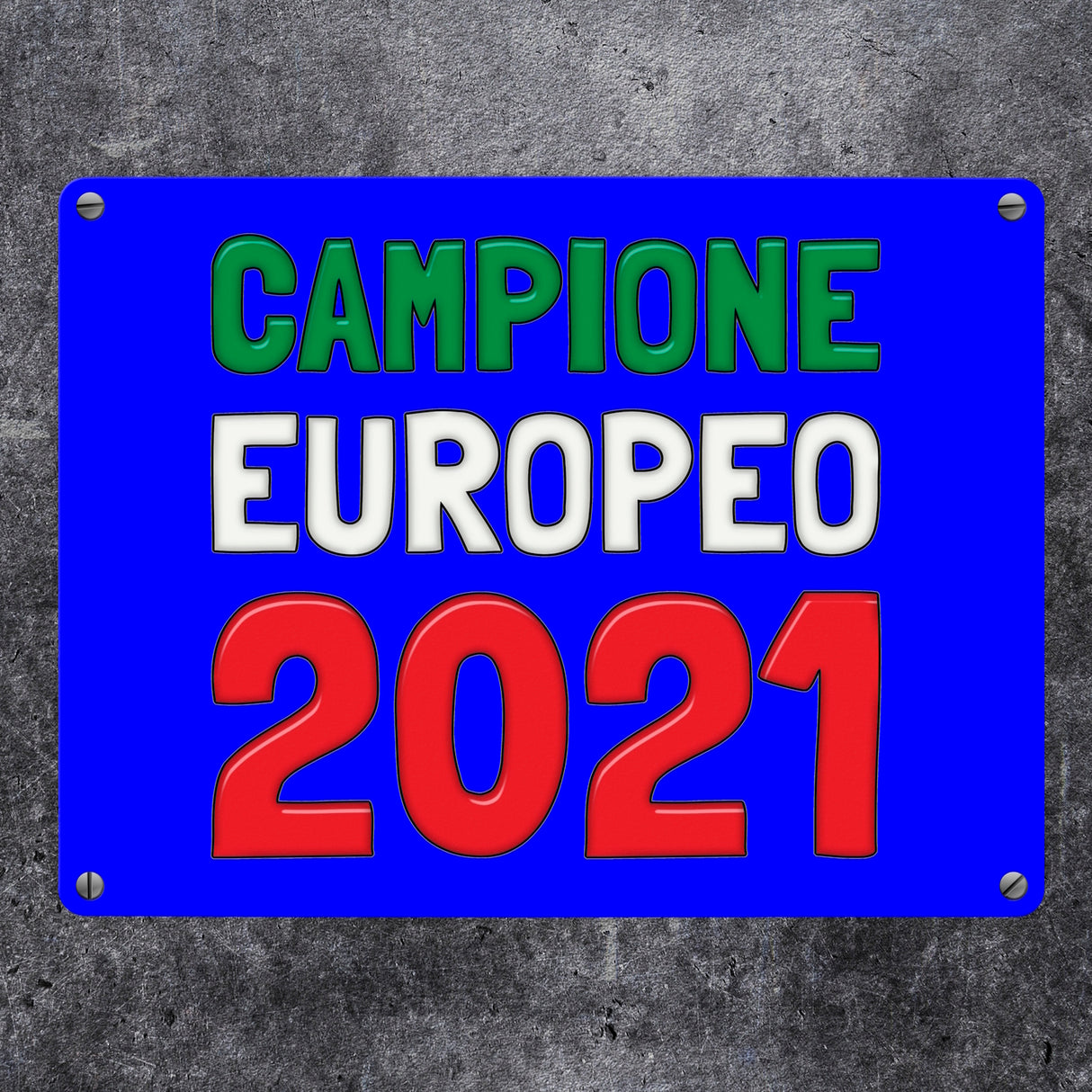 Metallschild in 15x20 cm Campione Europeo 2021 Italia Europameister scudo di metallo