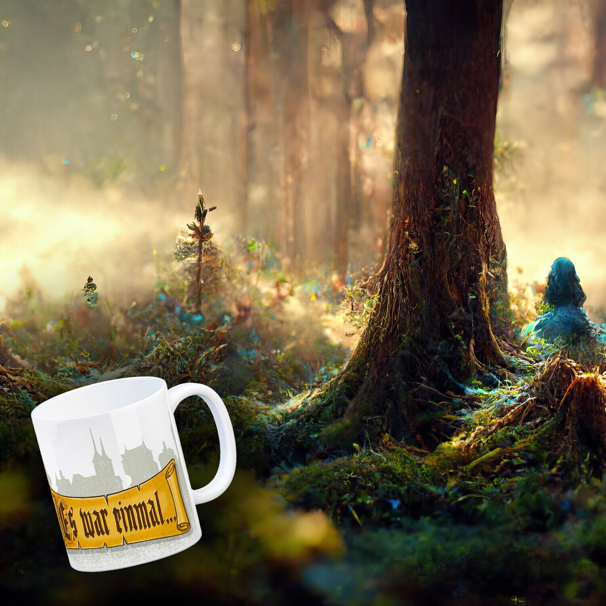 Märchen Kaffeebecher - Es war einmal... mit Schloss im Hintergrund