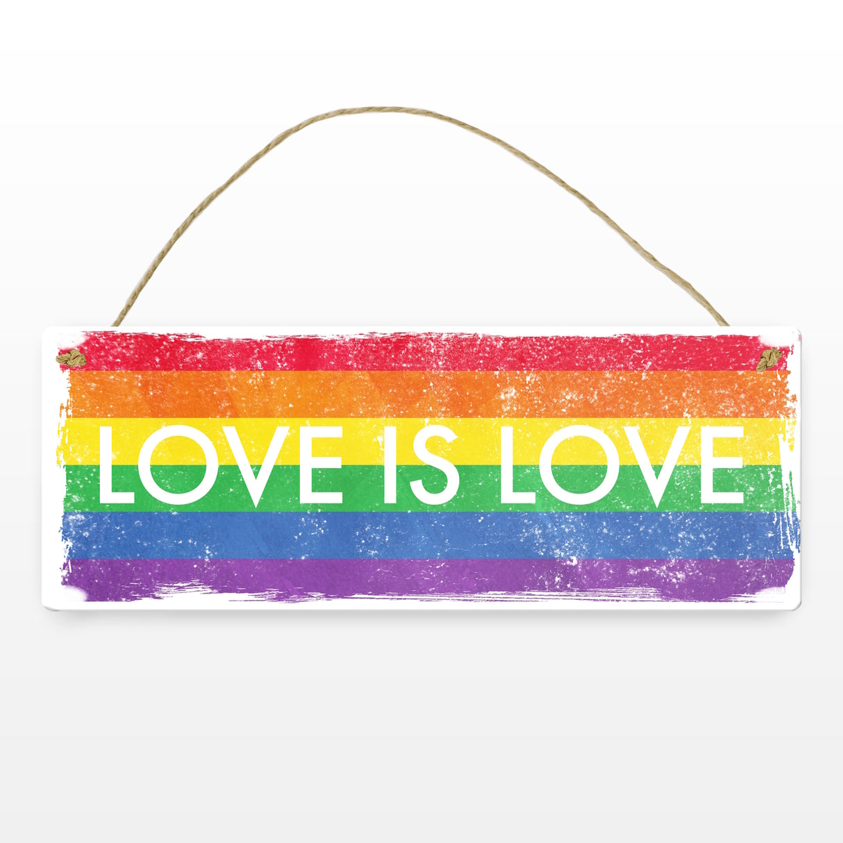 Metallschild mit Regenbogen Motiv - Love is Love mit LGBTQ Flagge
