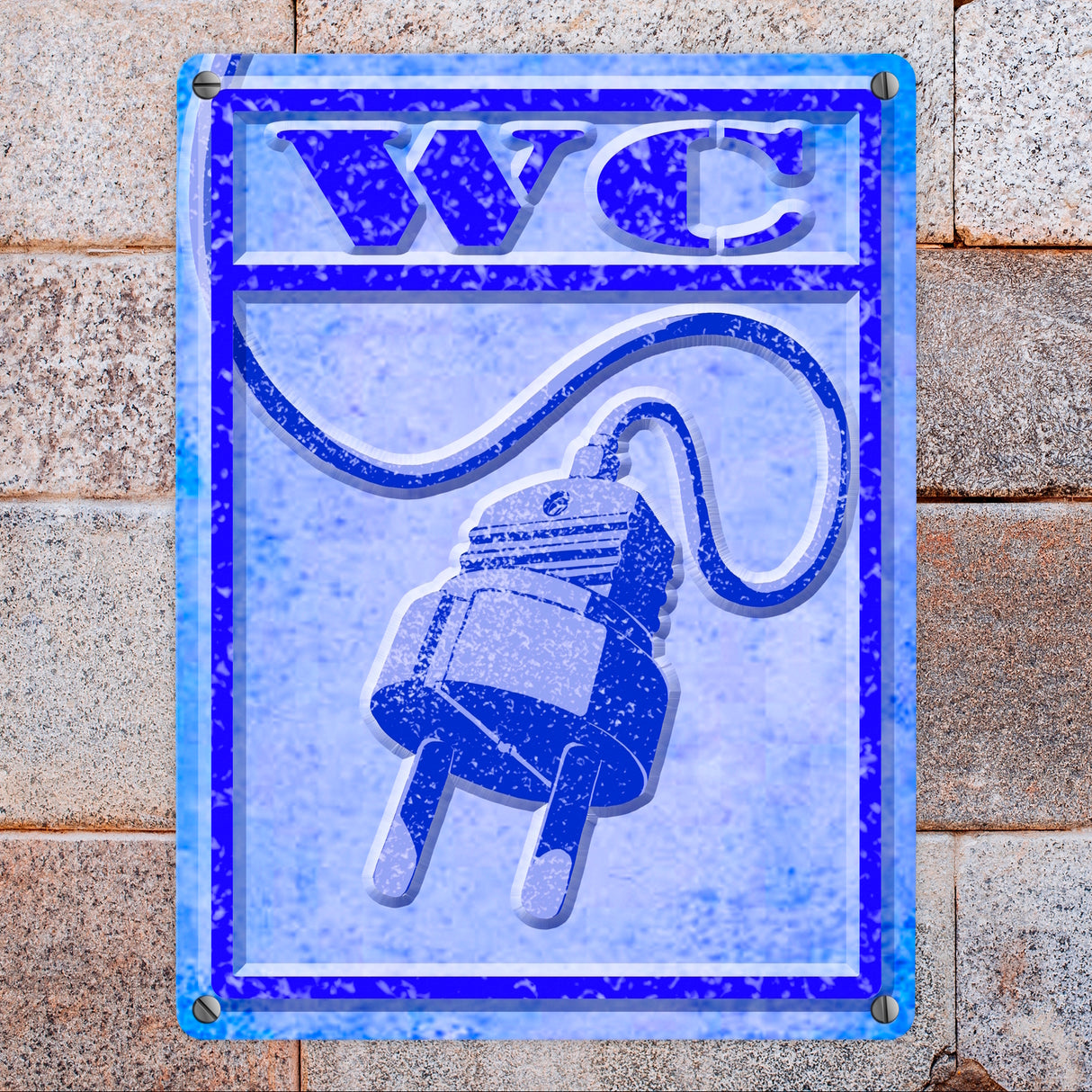 Metallschild Steckdose mit lustigem Motiv - Toilettenschild WC Herren Stecker