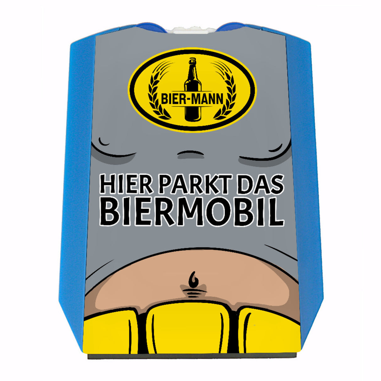 Hier parkt das Biermobil Parkscheibe mit 2 Einkaufswagenchips Bierbauch