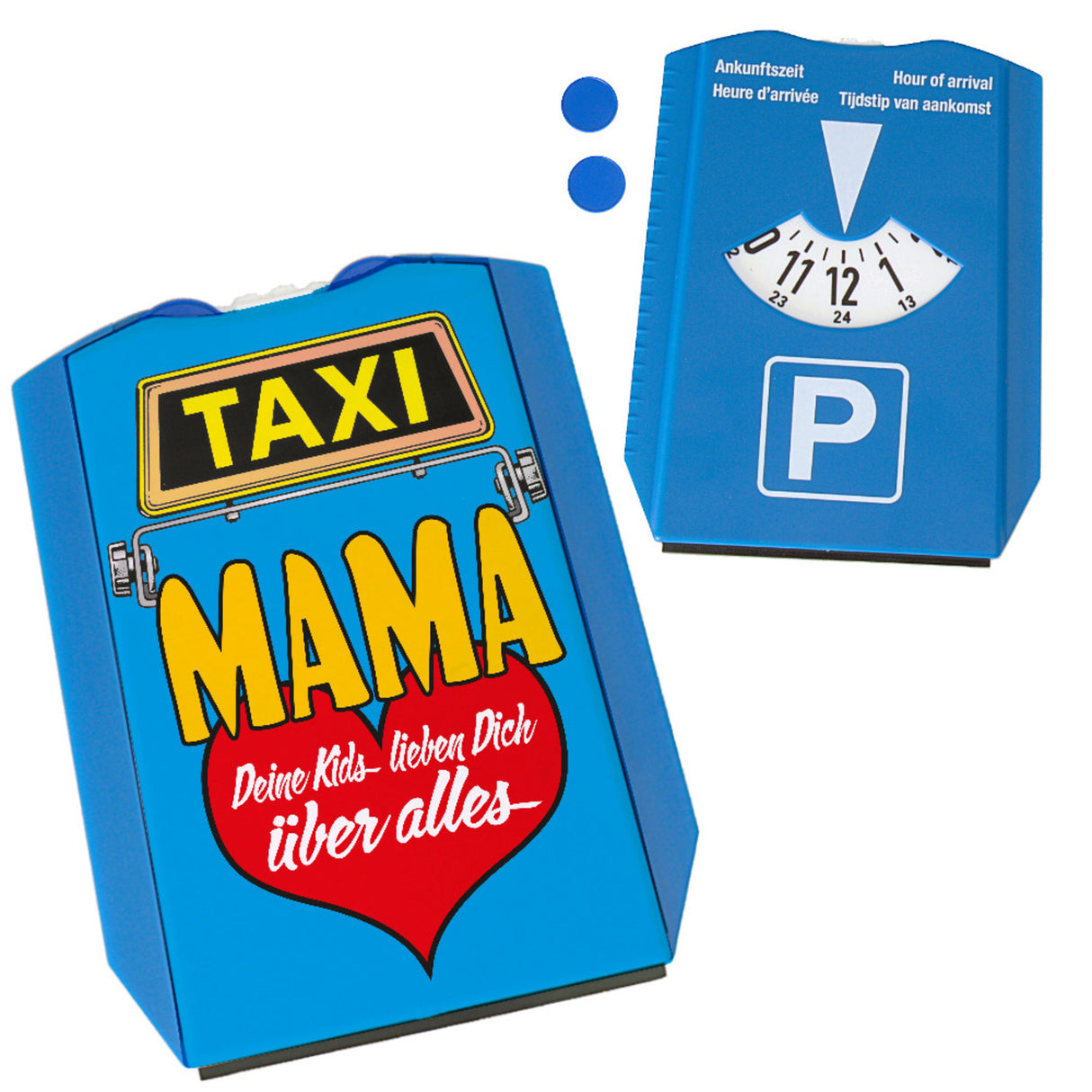 TAXI Mama deine Kids lieben dich Parkscheibe in mit 2 Einkaufswagenchips