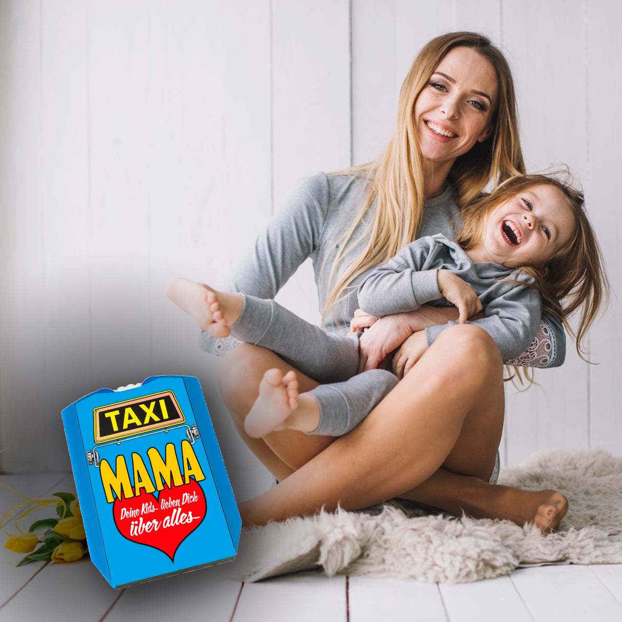 TAXI Mama deine Kids lieben dich Parkscheibe in mit 2 Einkaufswagenchips