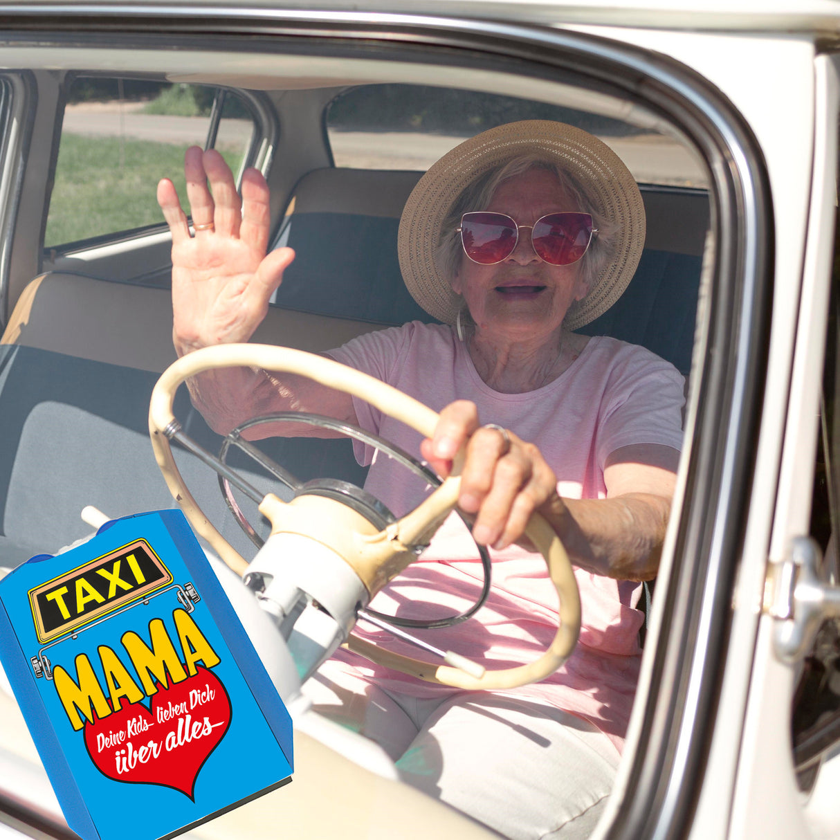 TAXI Mama deine Kids lieben dich Parkscheibe in mit 2 Einkaufswagenchips