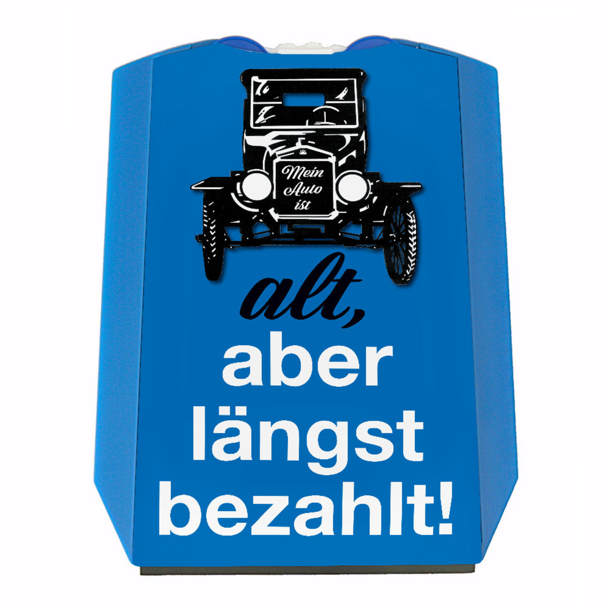 Alt, aber längst bezahlt Parkscheibe mit Oldtimer und 2 Einkaufswagenchips