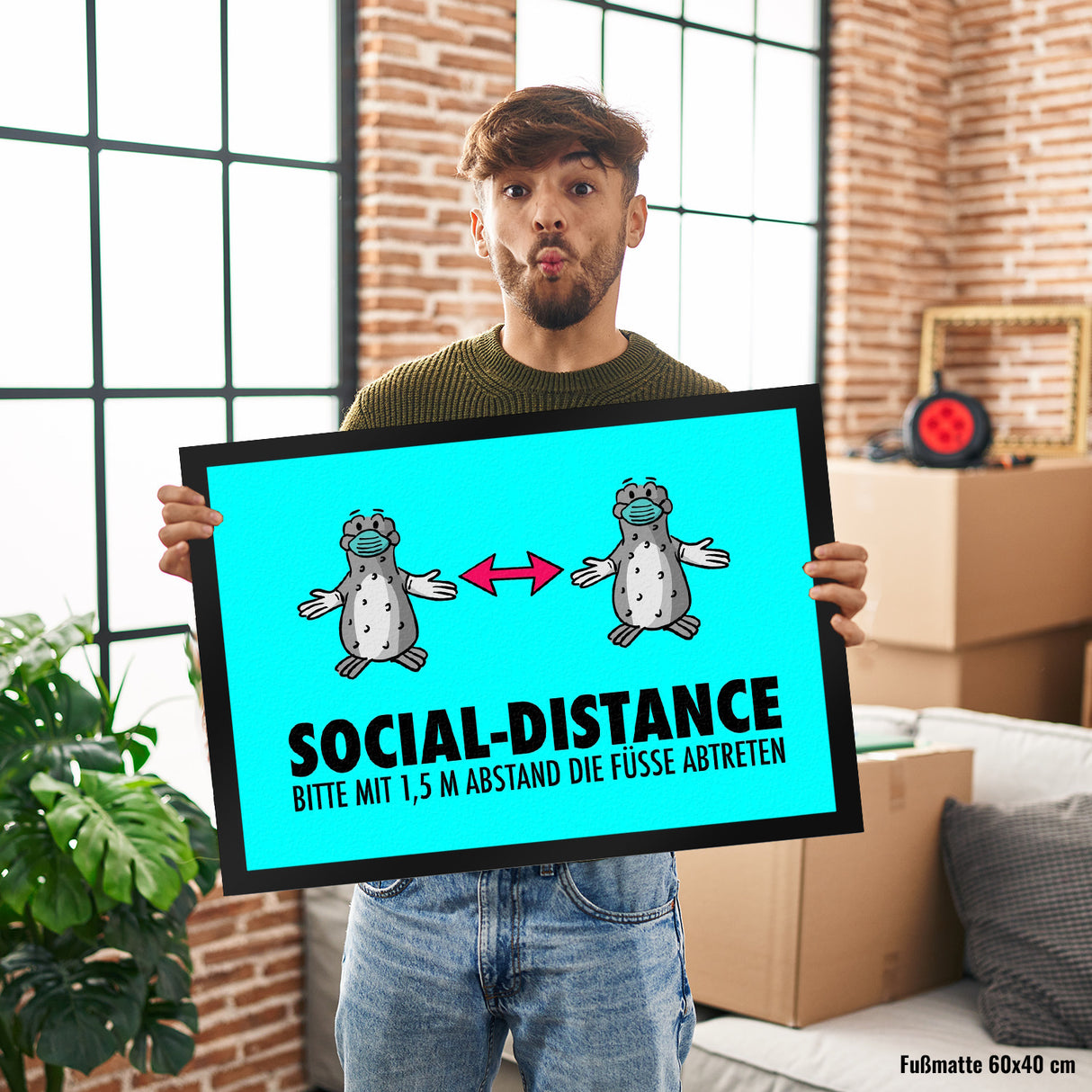 Social-Distance Fußmatte mit Seeleoparden für die Abstandsregelung