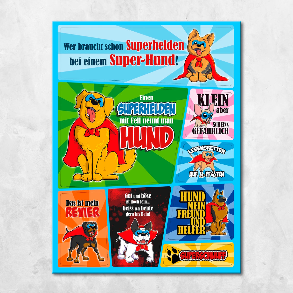 Superhunde Kühlschrankmagnete im 8er-Set