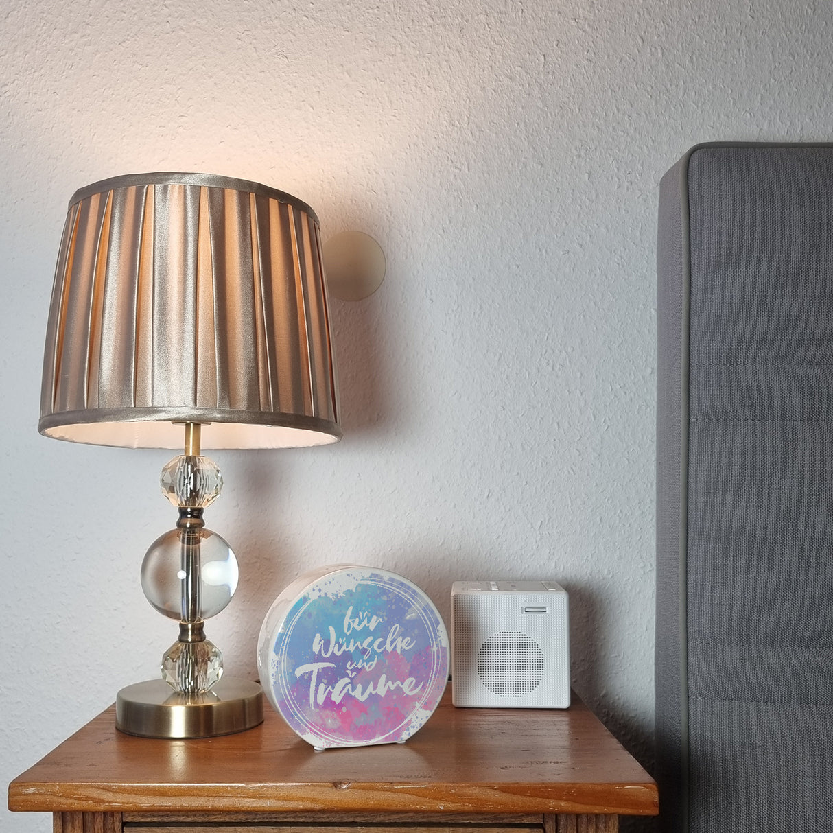 Spardose mit schönem Wasserfarbendesign und Aufschrift - Für Wünsche und Träume