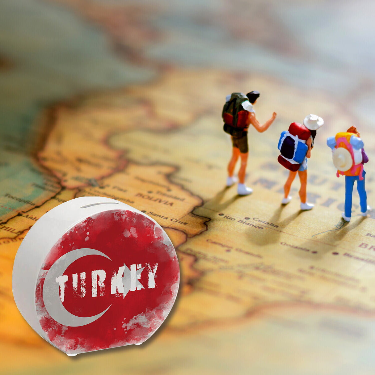 Spardose Türkei-Flagge im Used Look - Sparschwein für Urlauber
