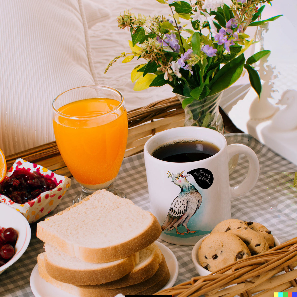 Kaffeebecher mit Tauben Motiv und witzigem Spruch für eine Diva