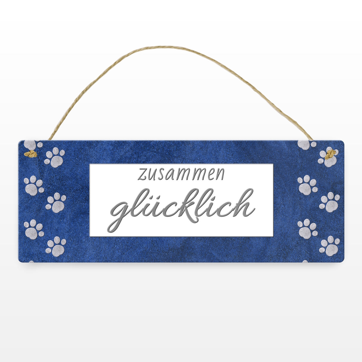 zusammen glücklich Metallschild mit Pfoten für Hundebesitzer Hunde-Freunde Geschenkidee Dekoration Deko Pfotenabdruck Fellnase