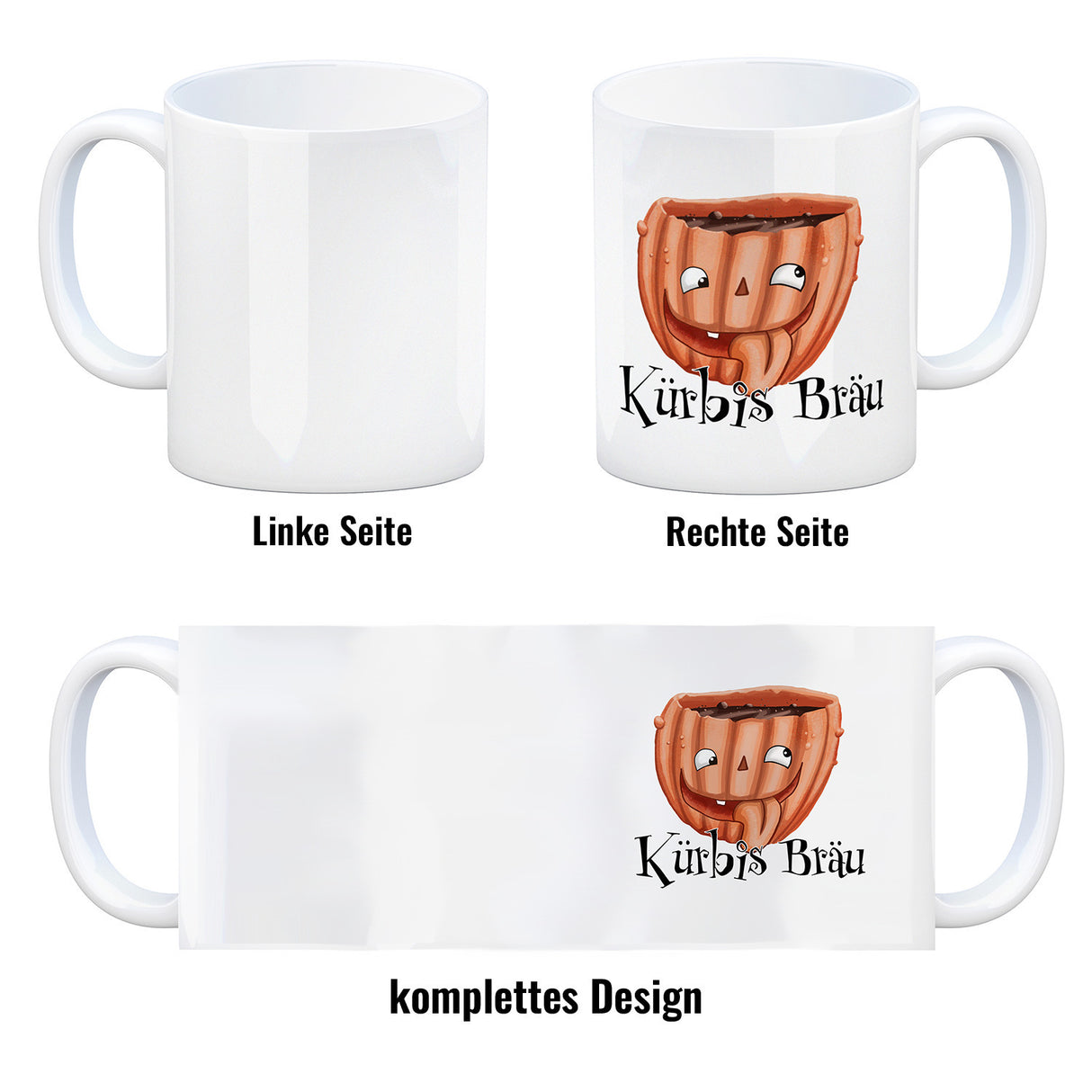Kaffeetasse mit lustigem Kürbismotiv und Schriftzug - Kürbis Bräu