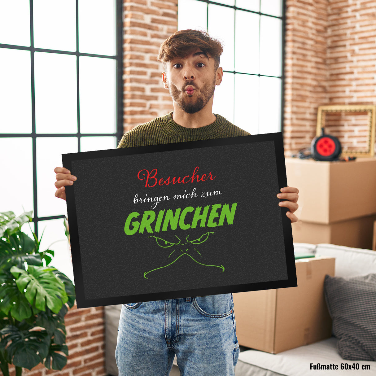 Besucher bringen mich zum grinchen Fußmatte mit Spruch