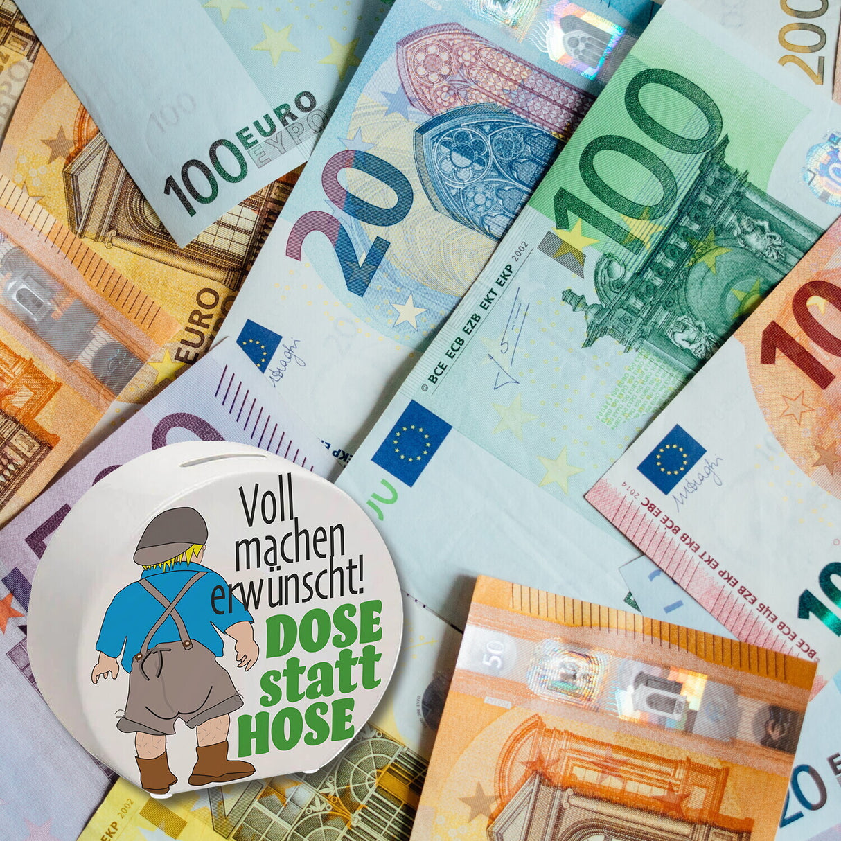 Volle Lederhose Spardose mit Spruch - Dose statt Hose