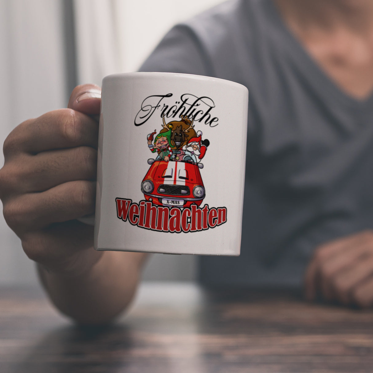 Fröhliche Weihnachten Kaffeebecher mit lustigem Weihnachtsmotiv