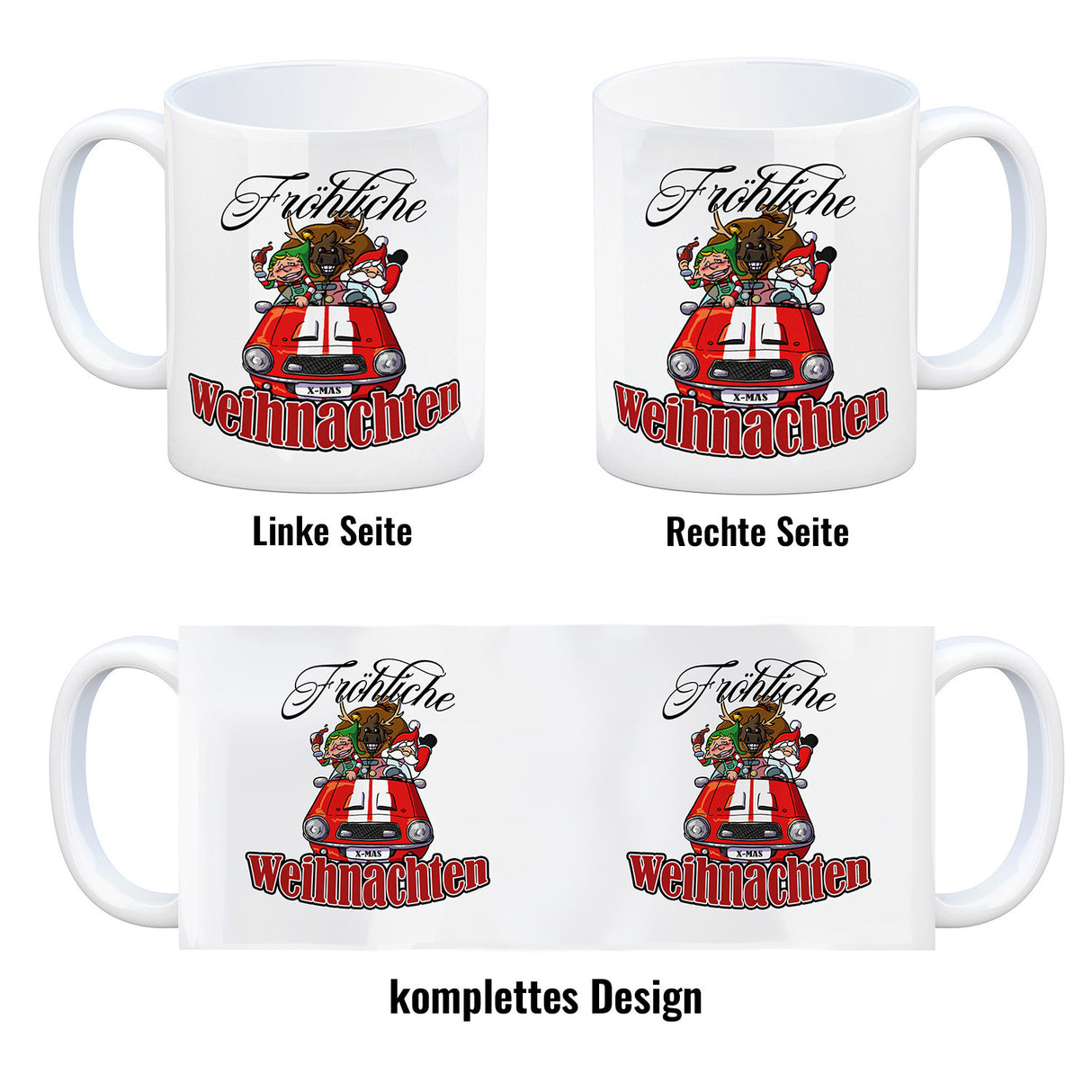 Fröhliche Weihnachten Kaffeebecher mit lustigem Weihnachtsmotiv
