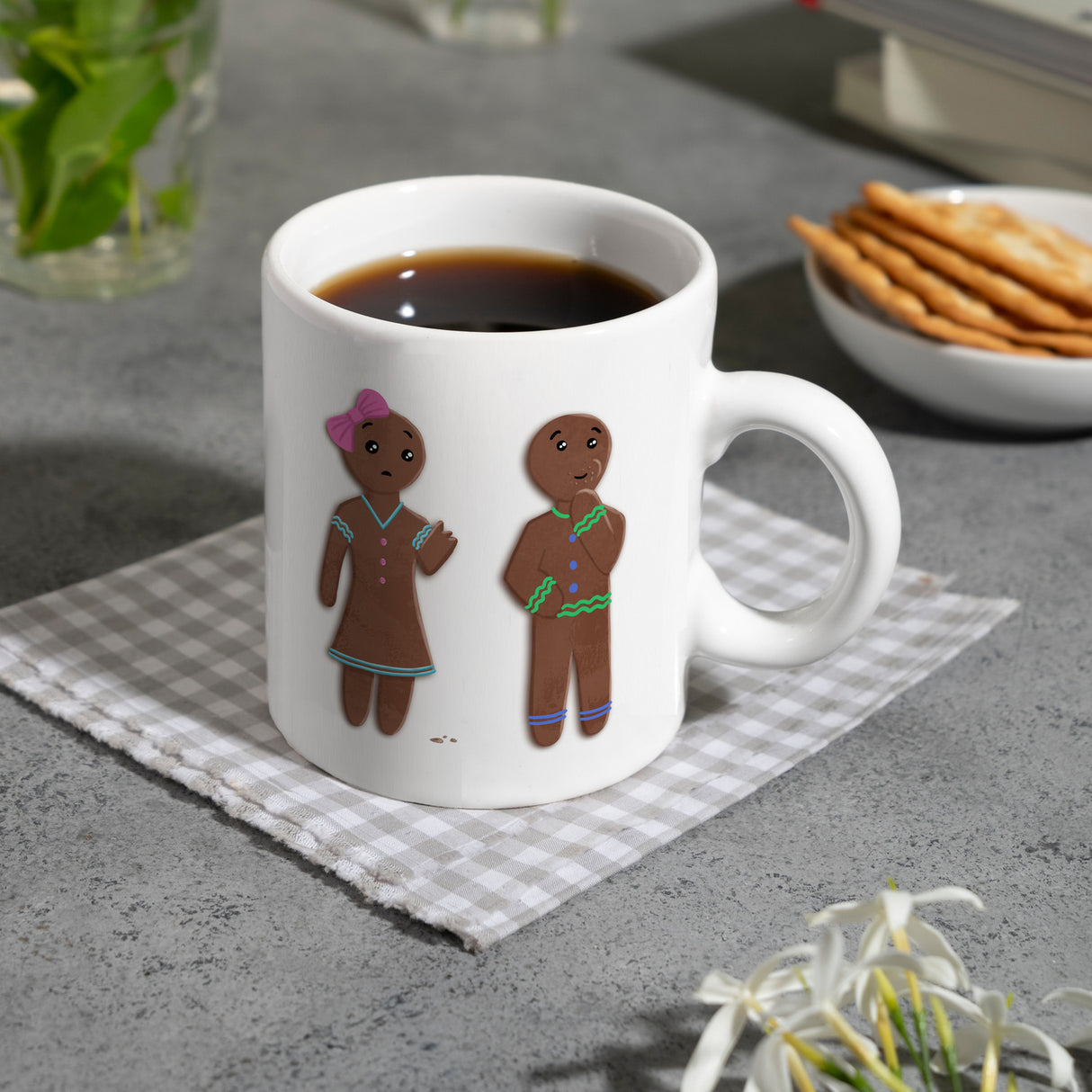 Ich hab dich zum Fressen gern Kaffeetasse mit lustigen Lebkuchen und Spruch