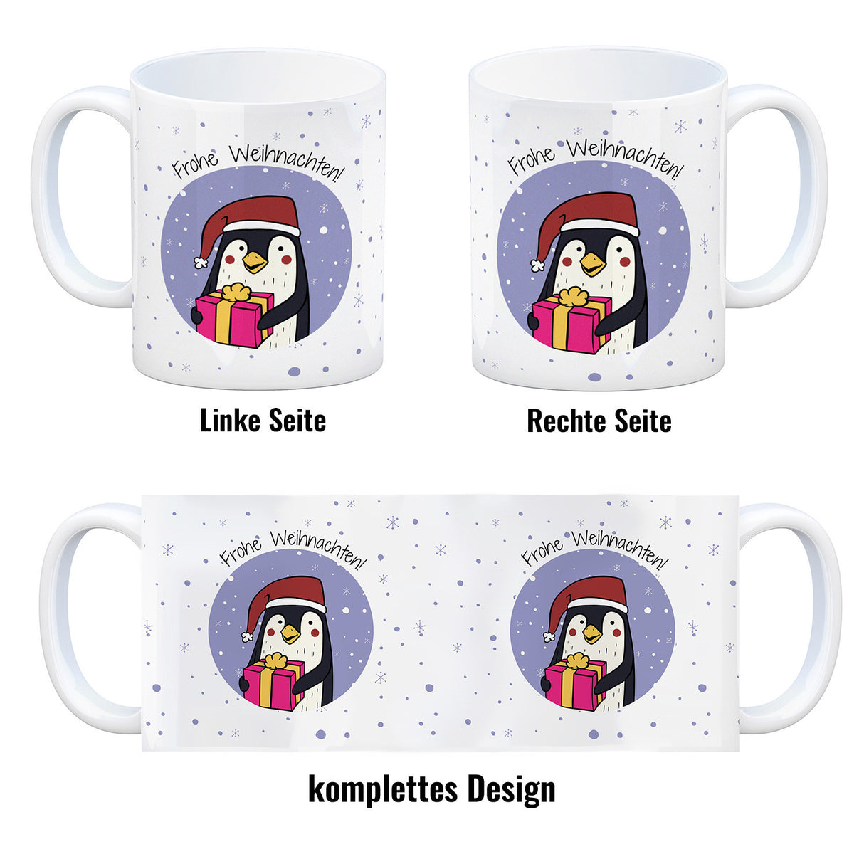 Frohe Weihnachten Kaffeebecher mit süßem Pinguin