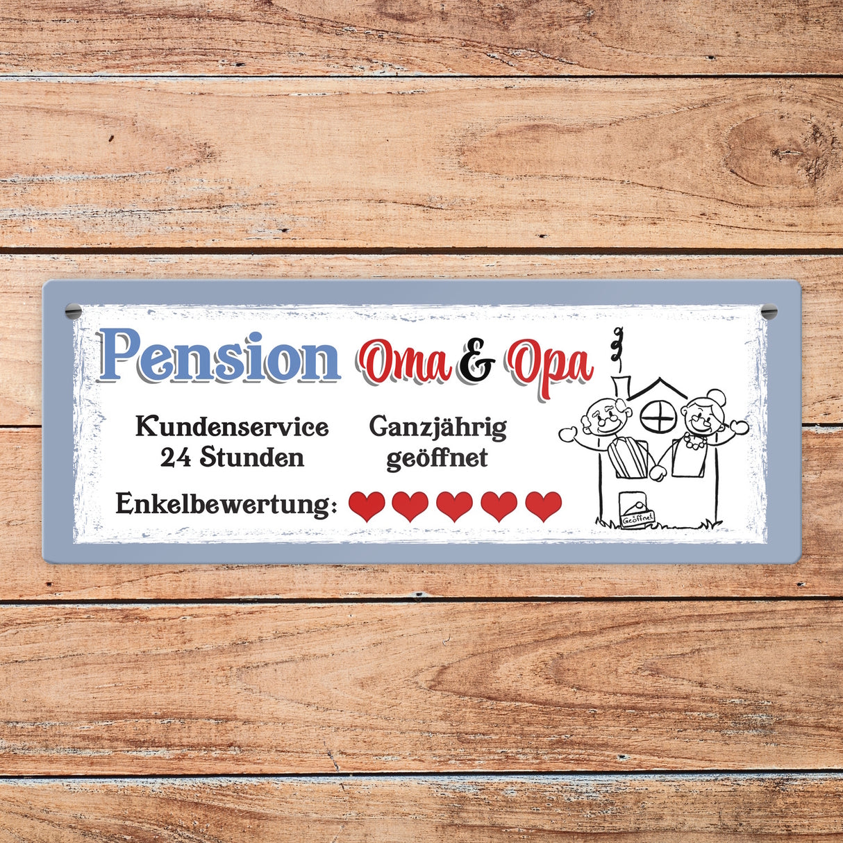 Pension Oma und Opa Metallschild