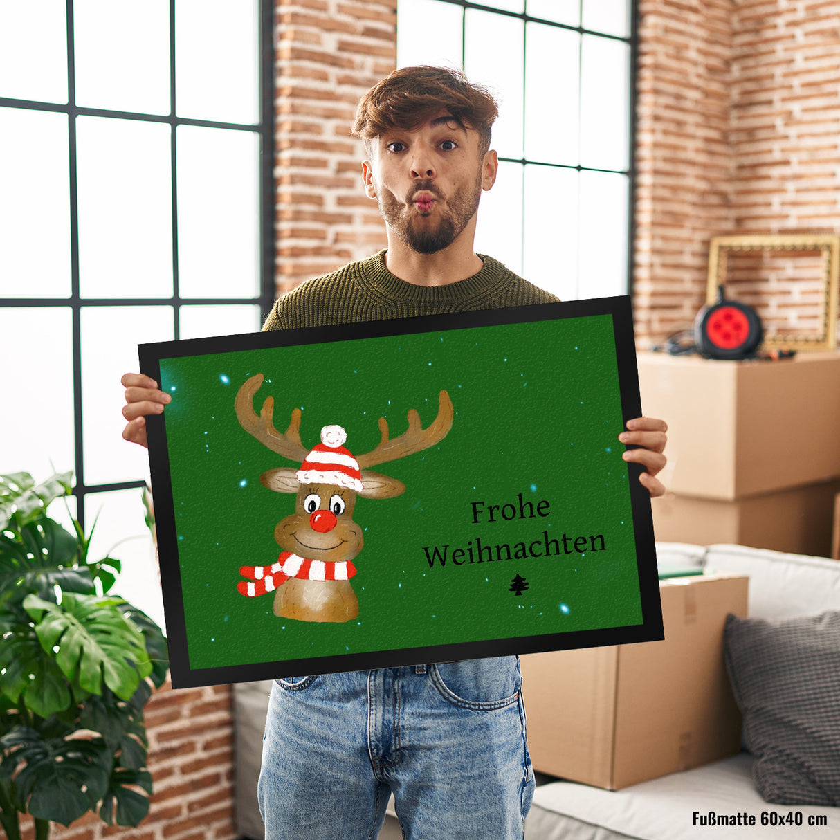 Frohe Weihnachten Rentier Fußmatte