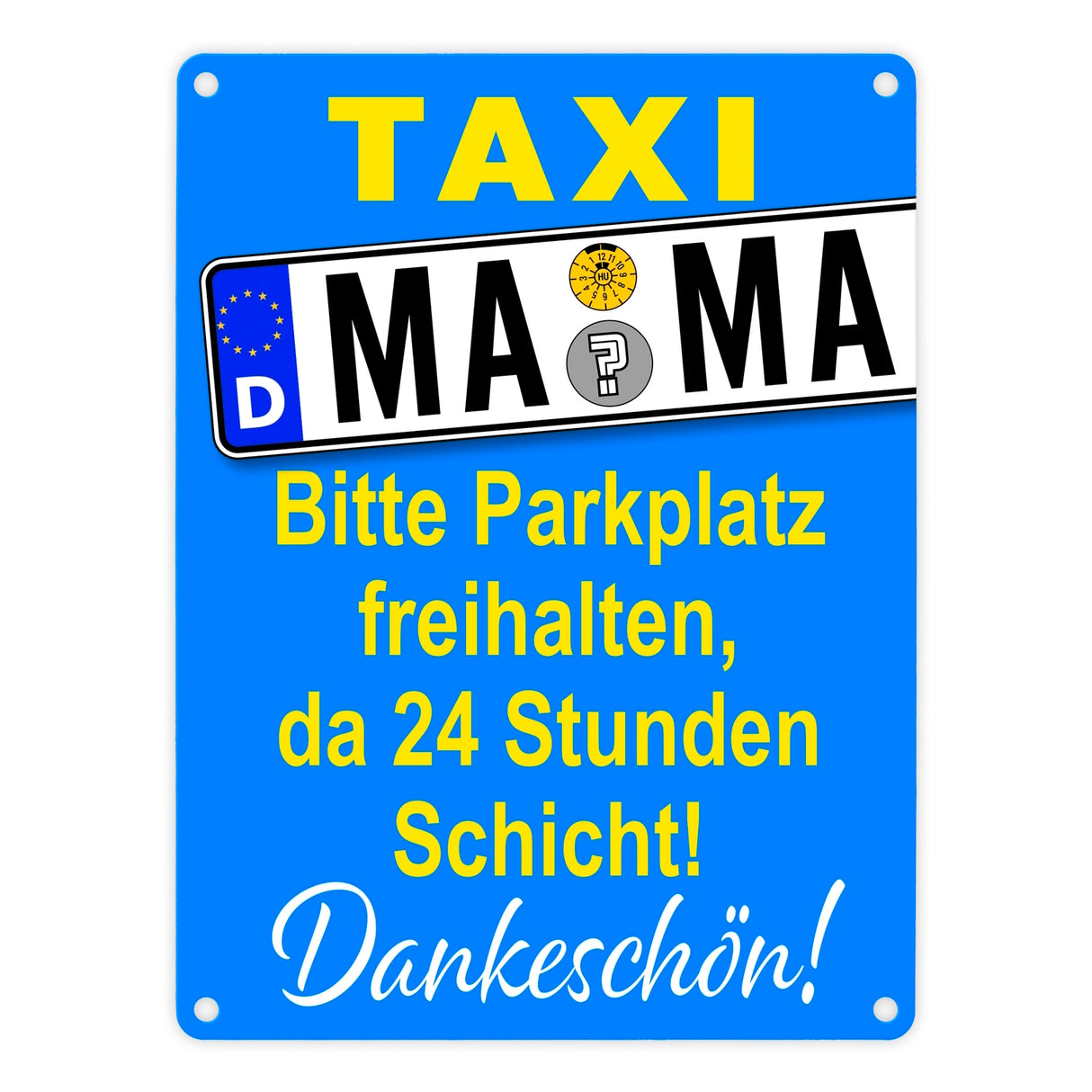 Taxi Mama Metallschild -Gelb zum Thema Mutter sein