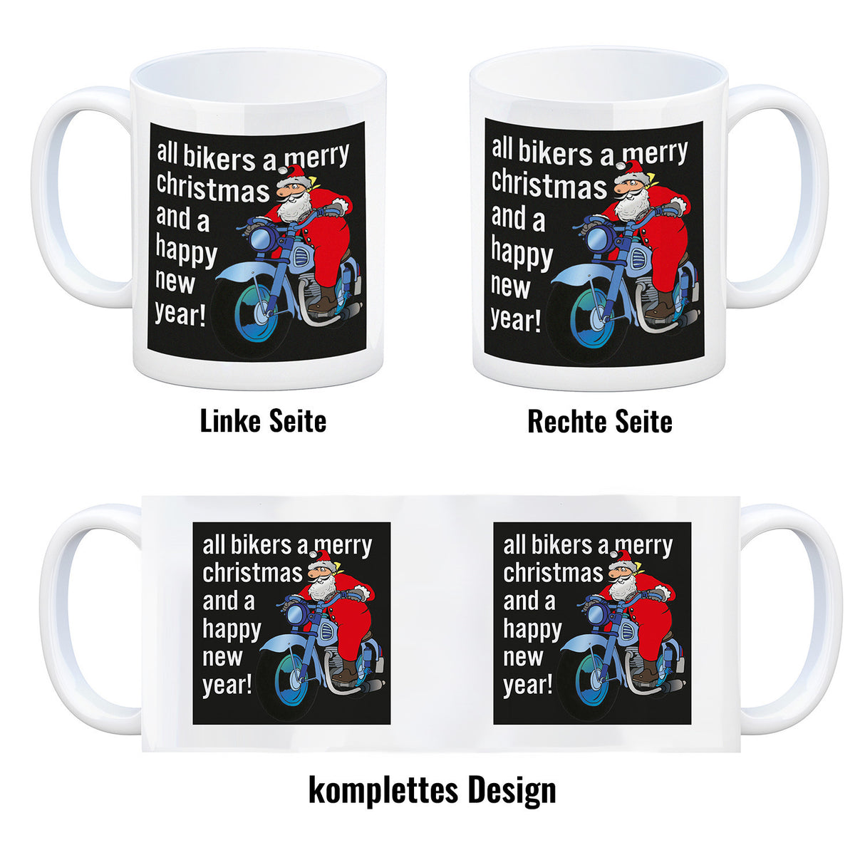 Weihnachten Biker Kaffeebecher mit Weihnachtsmann auf Motorrad