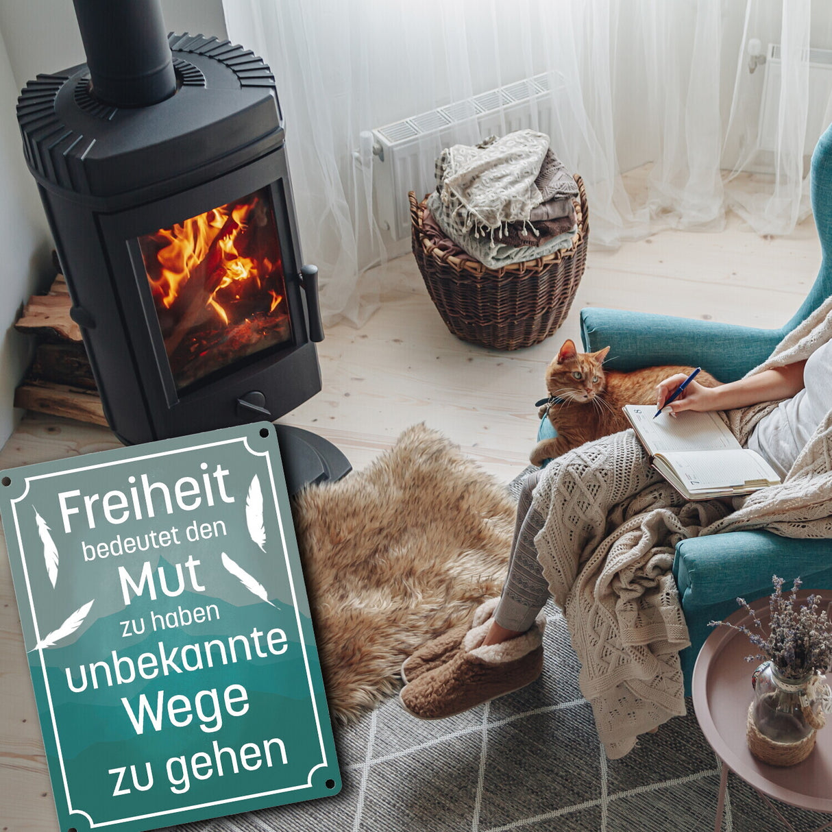 Metallschild mit schönem Spruch über die Freiheit für das Wohnzimmer