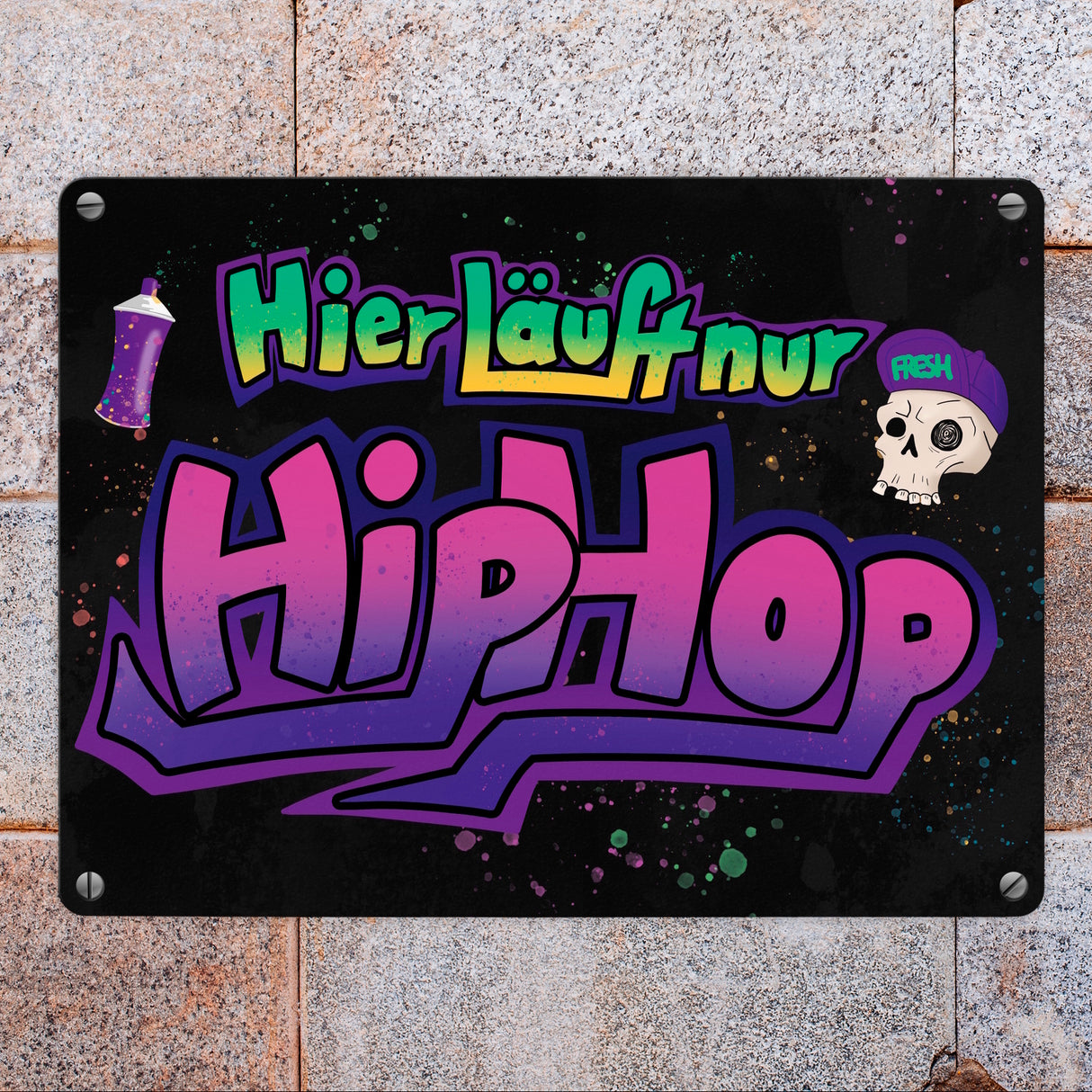 Hier läuft nur Hip-Hop Metallschild mit Graffitimotiv