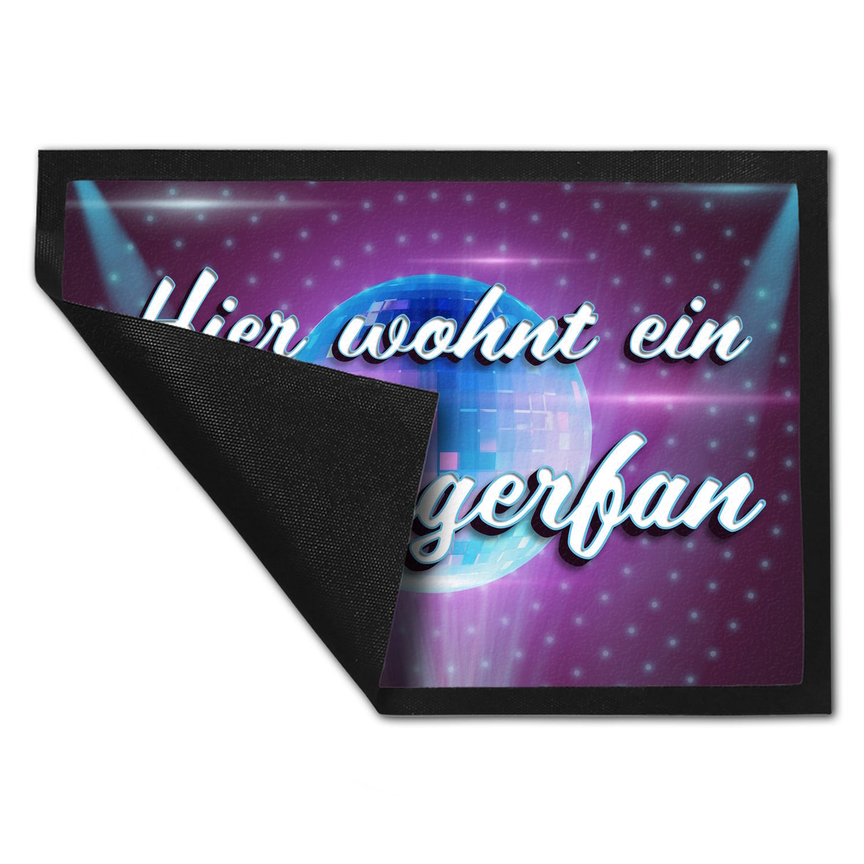 Hier wohnt ein Schlagerfan Fußmatte mit Discokugel