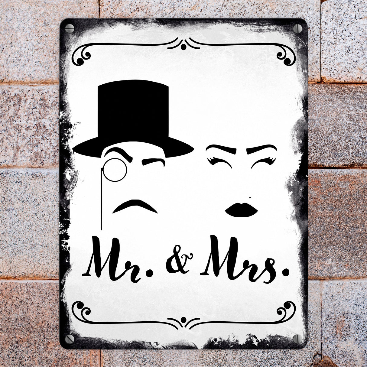 Mr. und Mrs. Metallschild für Paare als Retro Deko für die Wohnung