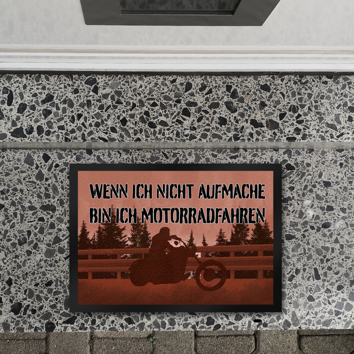 Wenn ich nicht aufmache bin ich Motorradfahren Fußmatte mit Chopper