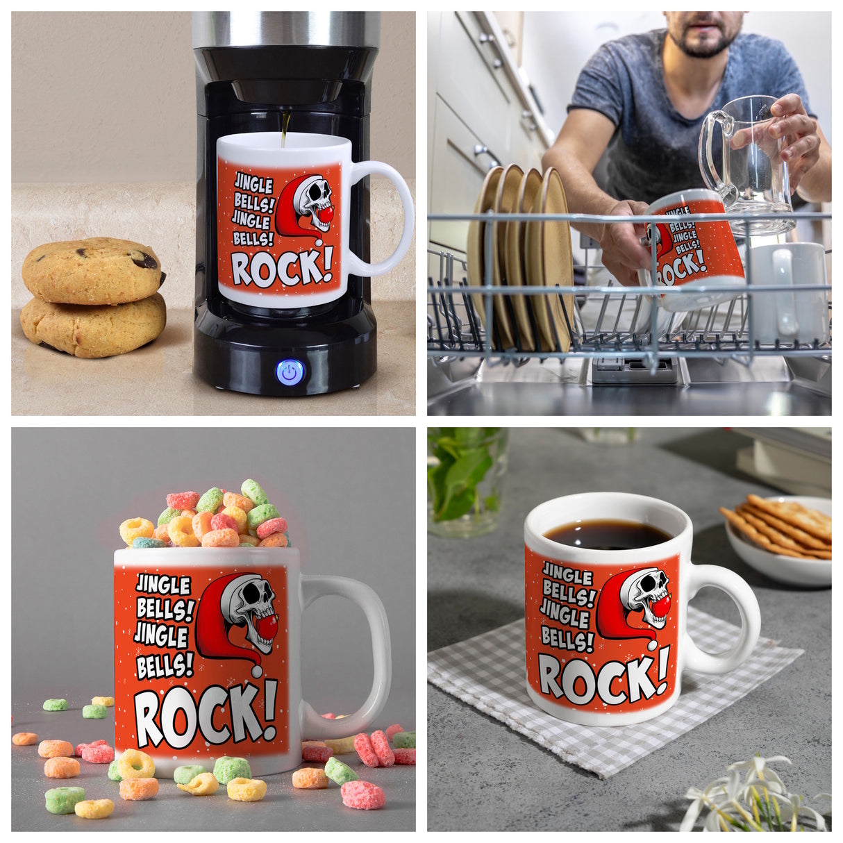 Jingle Bells Rock Weihnachten Kaffeebecher mit Totenkopf