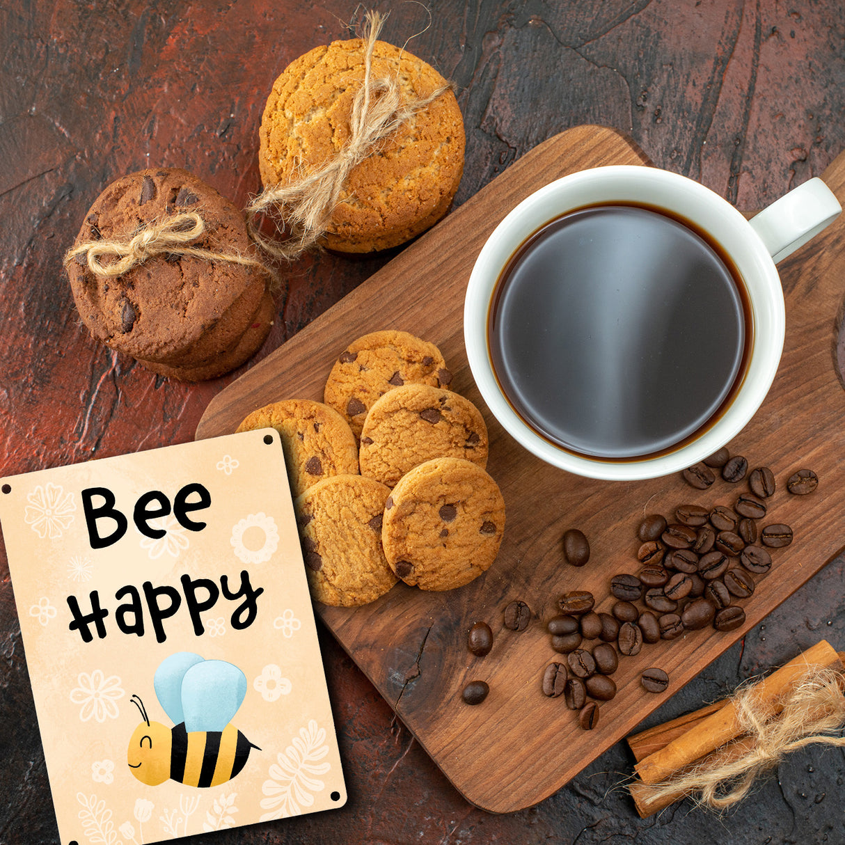 Bee Happy lustiges Metallschild mit glücklicher Biene