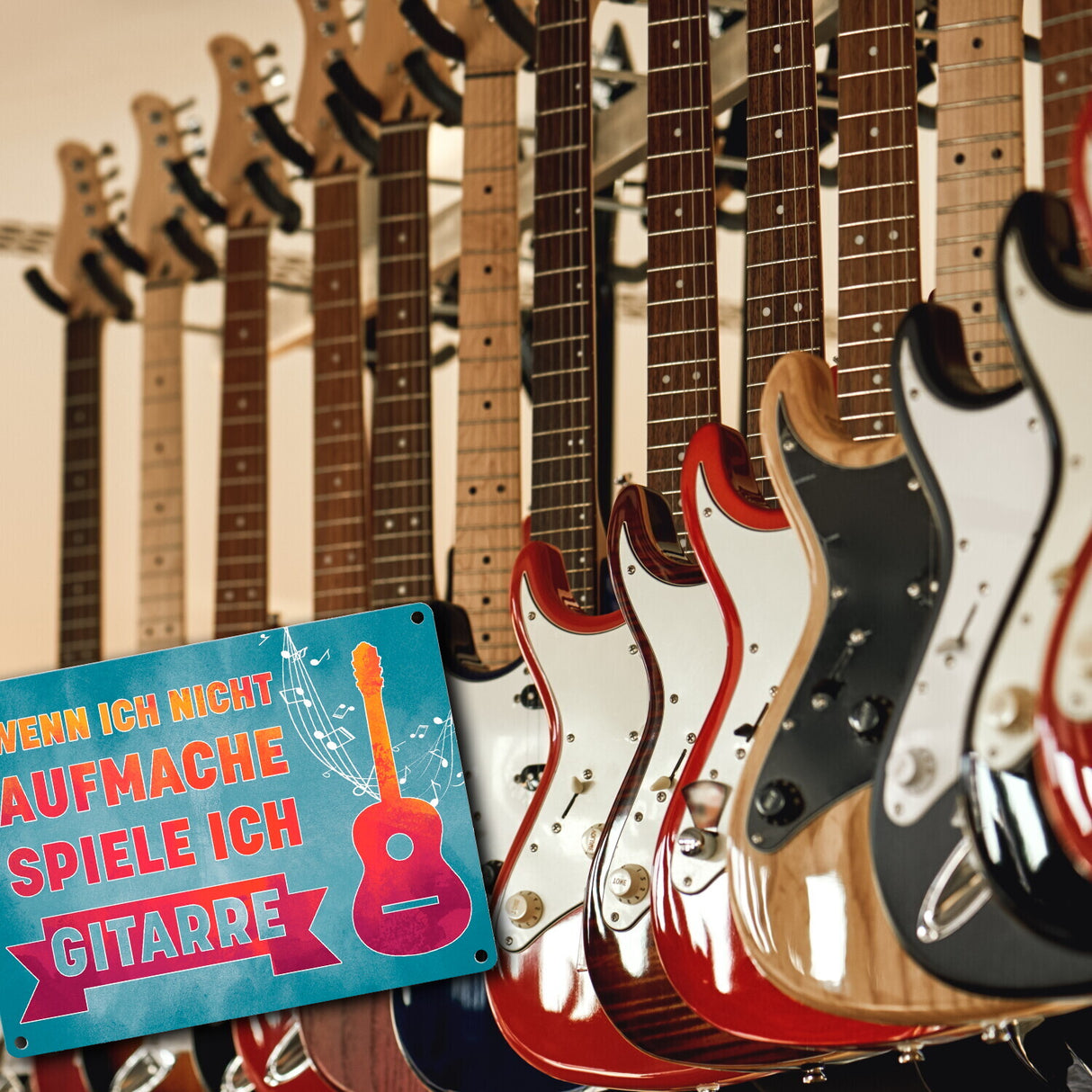 Wenn ich nicht aufmache, spiele ich Gitarre Metallschild für Gitarristen