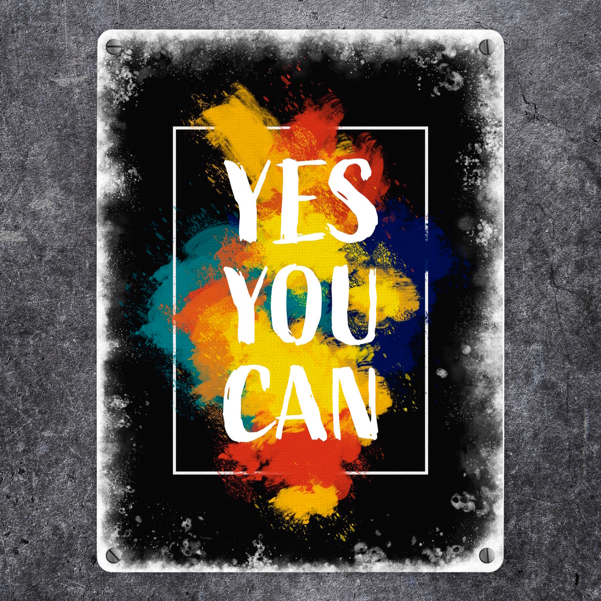 Yes you can Metallschild mit buntem Motiv