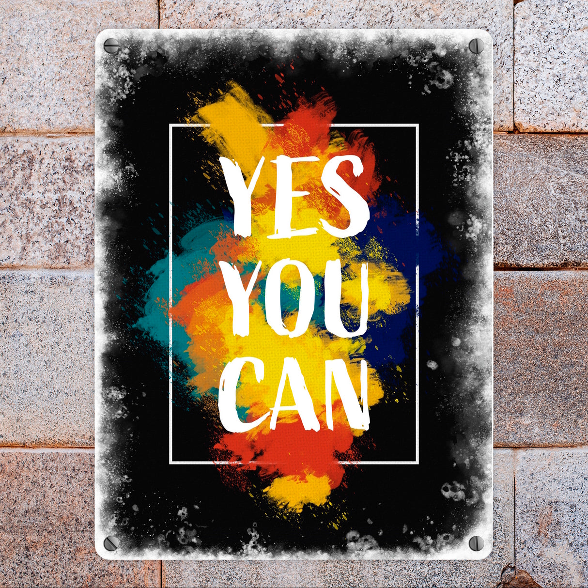 Yes you can Metallschild mit buntem Motiv