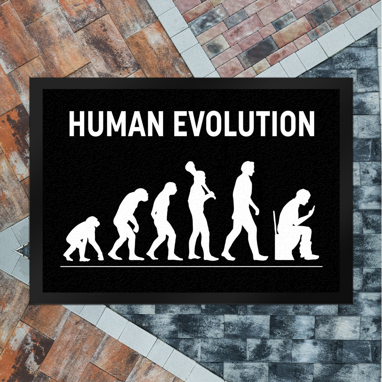 Human Evolution Fußmatte mit witzigem Motiv