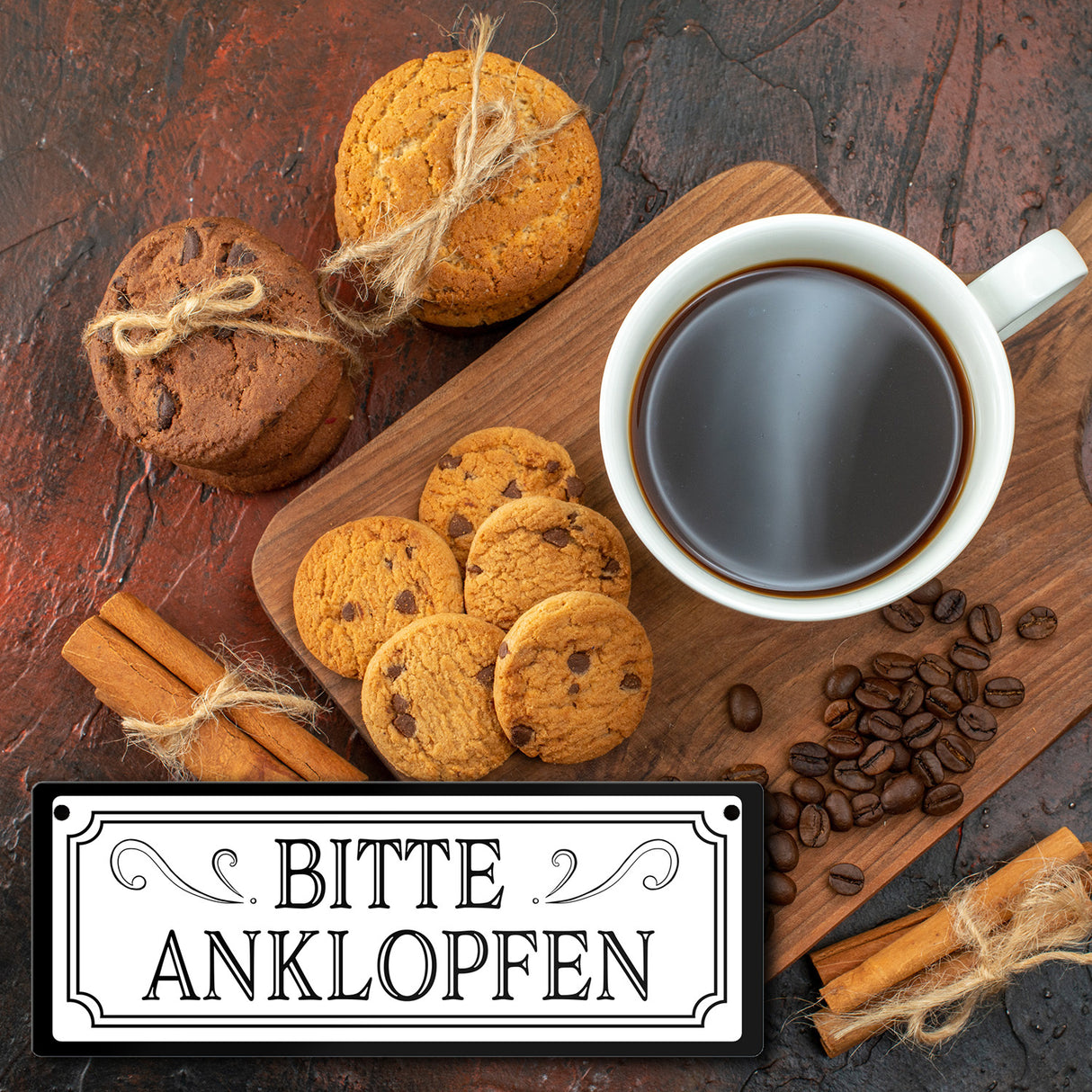 Bitte anklopfen Metallschild in Retro Optik