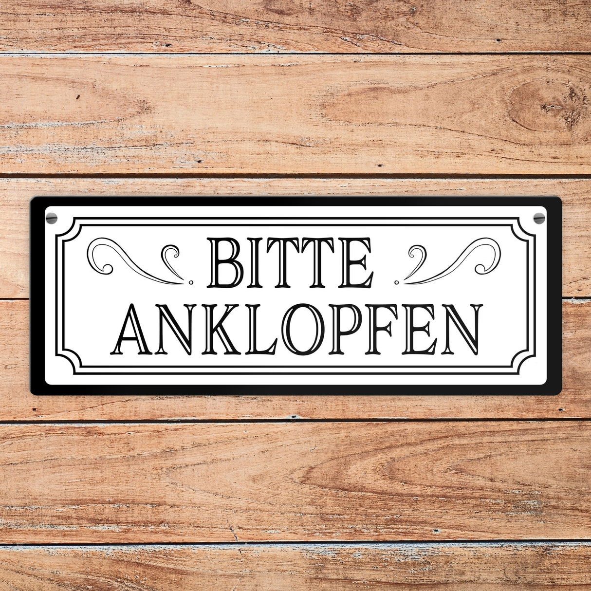 Bitte anklopfen Metallschild in Retro Optik