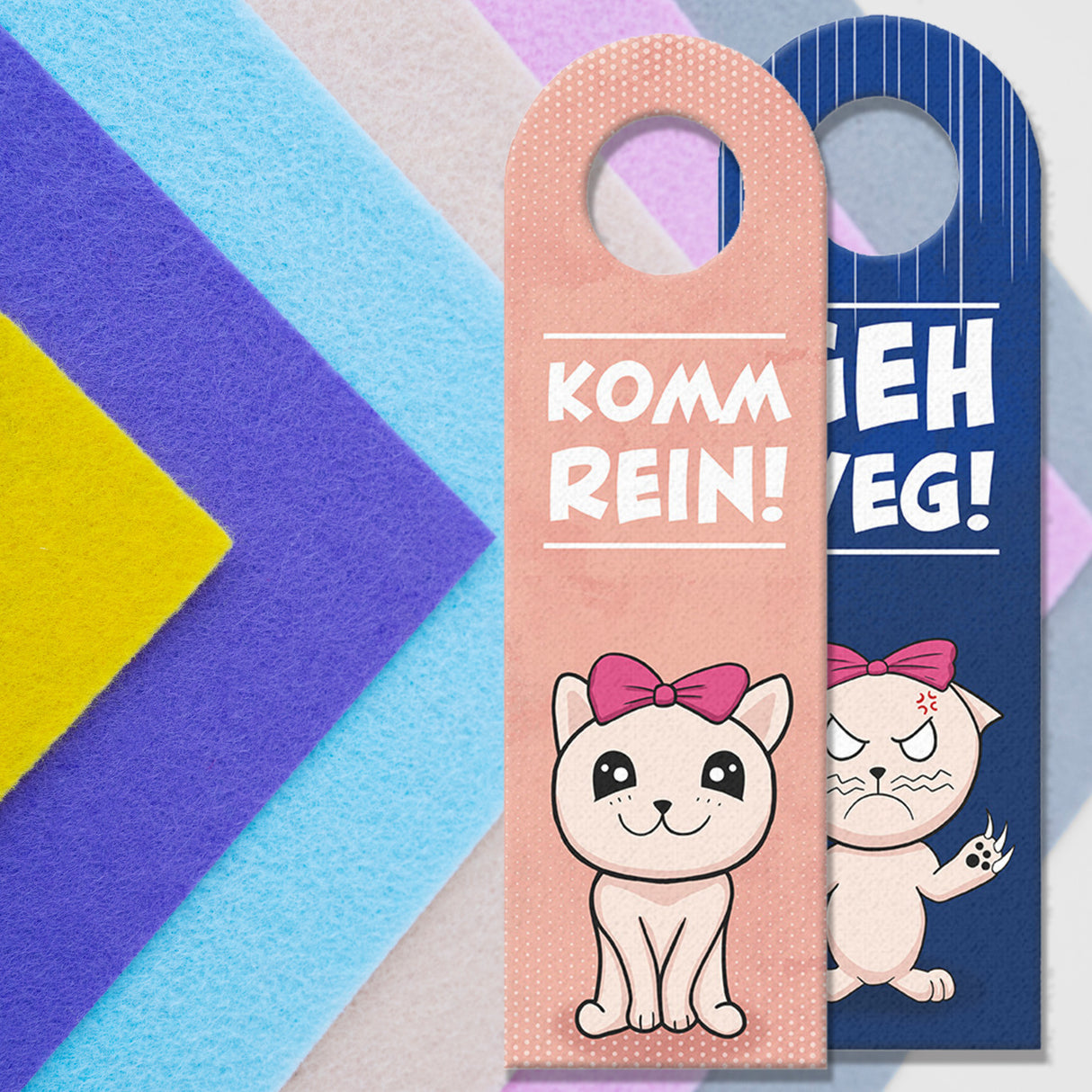 Geh weg! oder Komm rein Türhänger mit lustiger Mangakatze