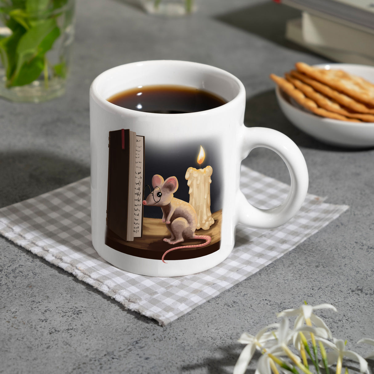 Leseratte und Buch Kaffeebecher mit niedlichem Nager