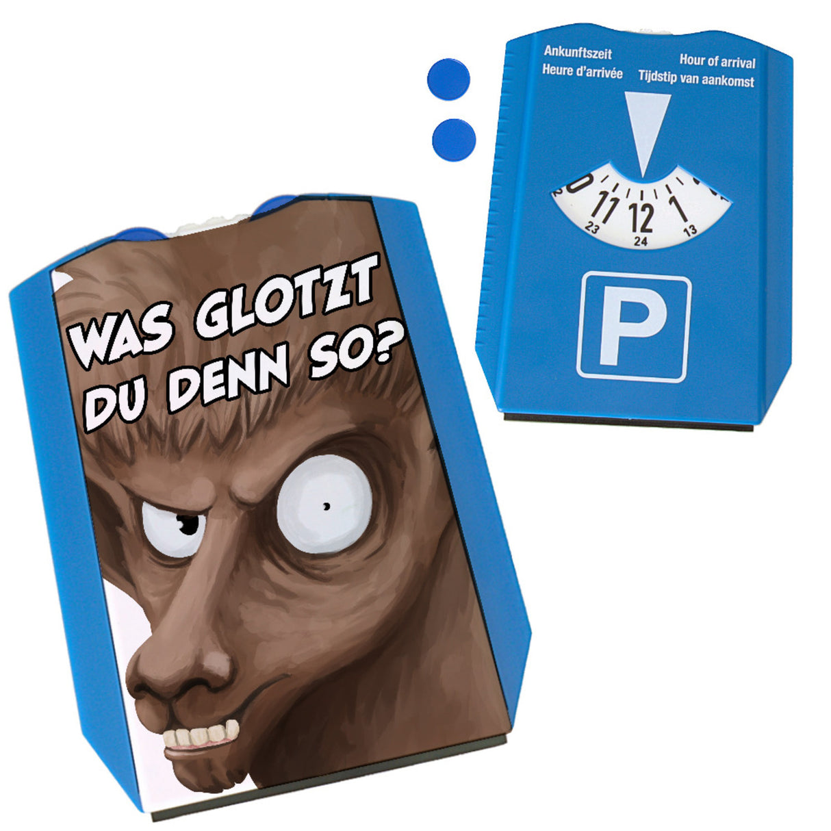 Was glotzt du denn so? Parkscheibe mit lustigem Alpaka und 2 Einkaufswagenchips