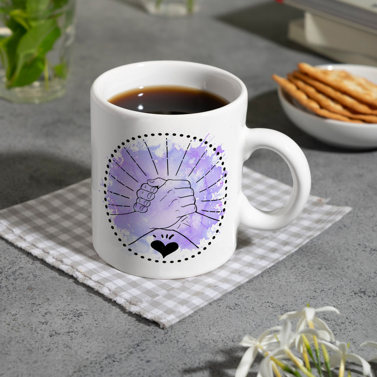 Freundschaft Kaffeebecher in violett mit tollem Spruch