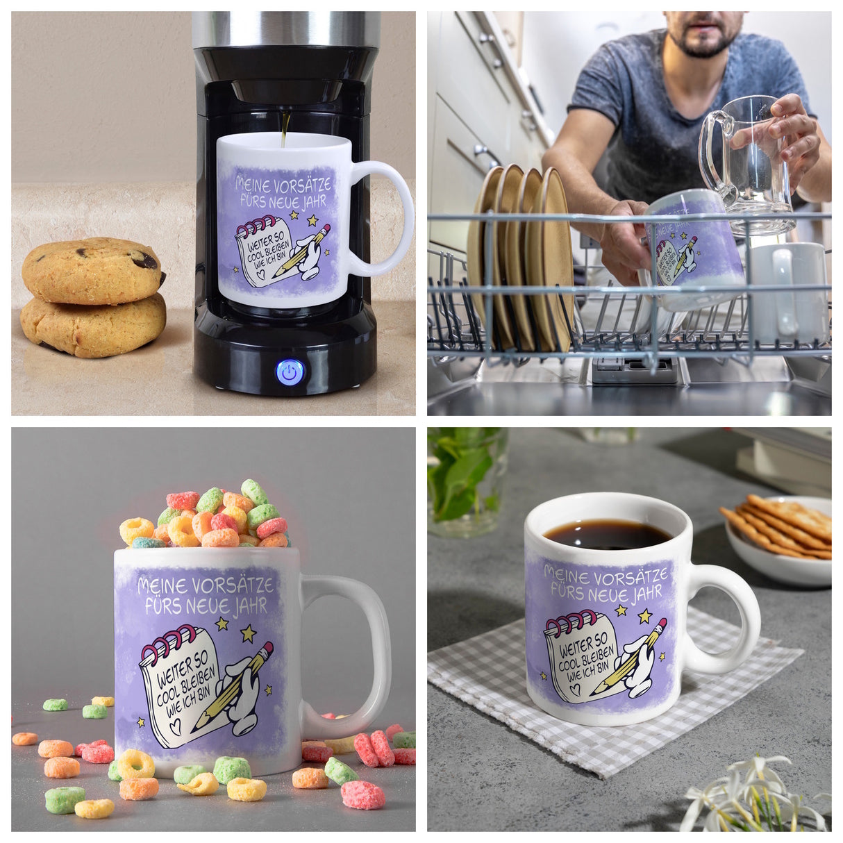 Vorsätze fürs neue Jahr Kaffeebecher mit ironischem Spruch